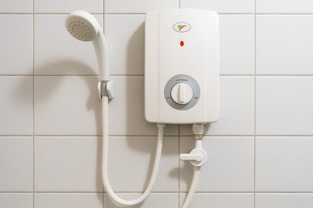 タンクレスのホットシャワー