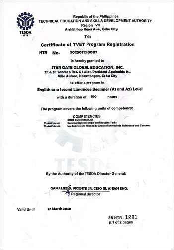 TESDA職業訓練認定機関